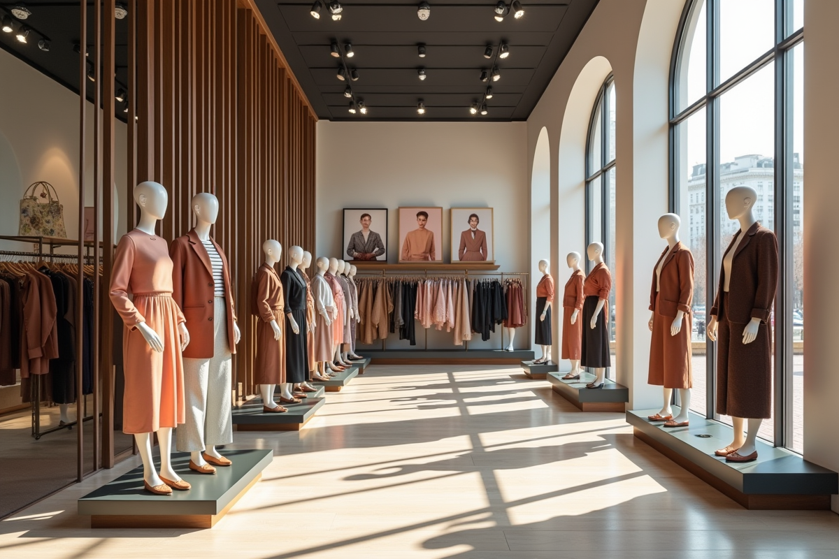 Intérieur d une boutique de mode avec mannequins tendance