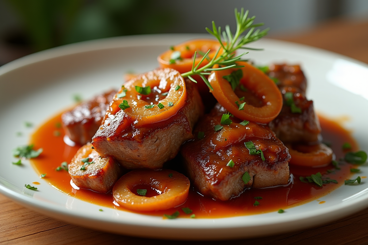 Gros plan sur la carbonade flamande avec viande et oignons