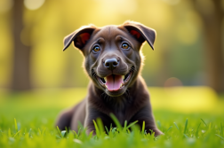 Chiot cane corso assis dans un parc ensoleille