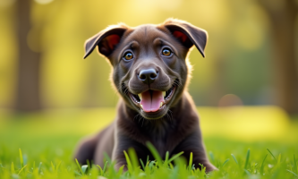 Chiot cane corso assis dans un parc ensoleille