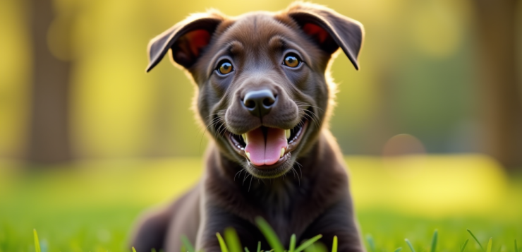 Chiot cane corso assis dans un parc ensoleille