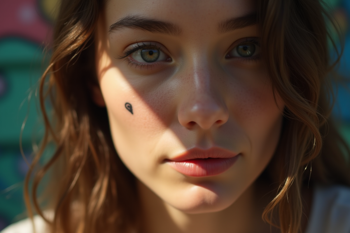 Femme avec tatouage larête sous l