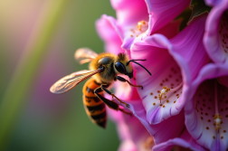 Frelon sur une fleur de foxglove fuchsia en plein jour