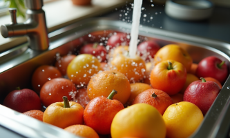 Fruits frais lavés dans une cuisine moderne pour l article