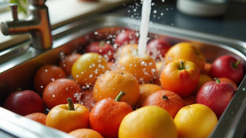 Fruits frais lavés dans une cuisine moderne pour l article