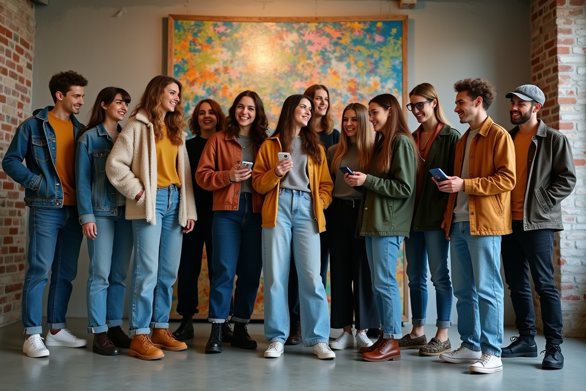 Groupe de jeunes dans une galerie d