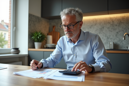 Homme français concentré sur ses documents financiers