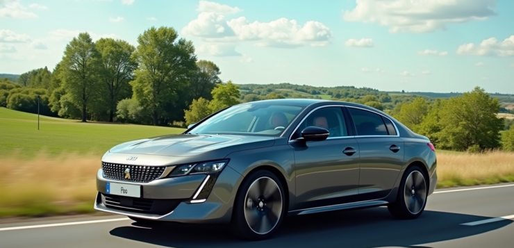 Peugeot 508 PSE sur une route de campagne ensoleillée