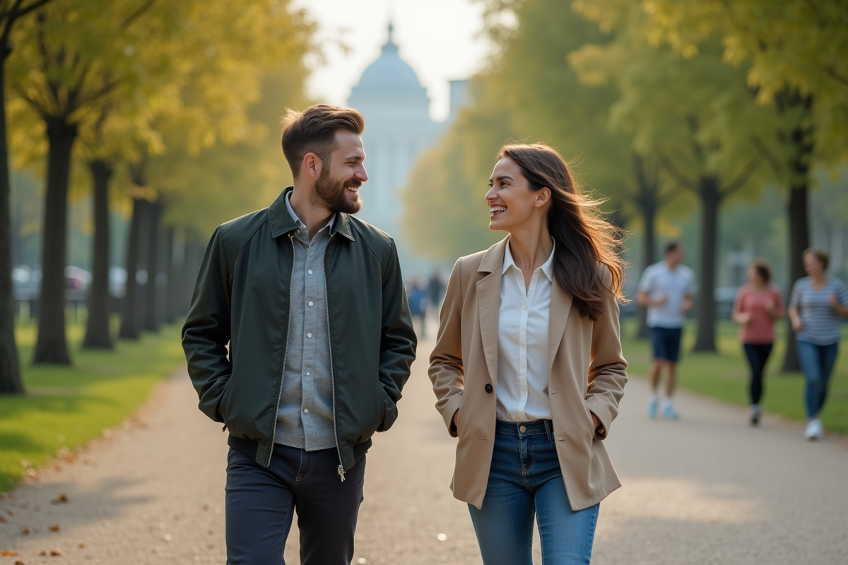 Jeune homme et femme rient lors d