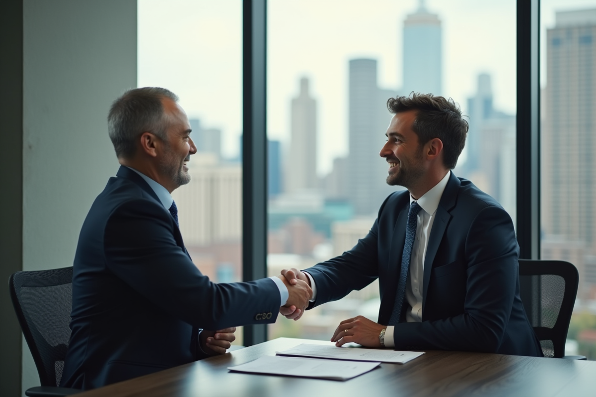 Conseiller immobilier serrant la main d