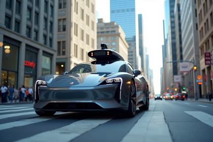 Voiture autonome moderne sur une rue urbaine en plein jour