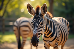 Zèbre de Grevy dans un enclos ensoleille au zoo de France