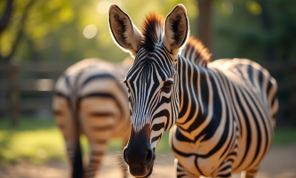 Zèbre de Grevy dans un enclos ensoleille au zoo de France
