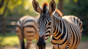 Zèbre de Grevy dans un enclos ensoleille au zoo de France