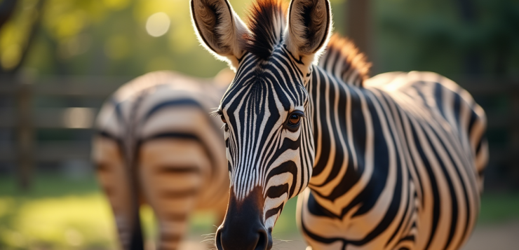 Zèbre de Grevy dans un enclos ensoleille au zoo de France